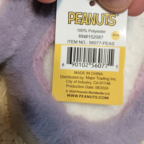 NWT ~ Snoopy (S/M) Sherpa Fleece Lined Plush Scuff Slippers - Picture 6 of 6